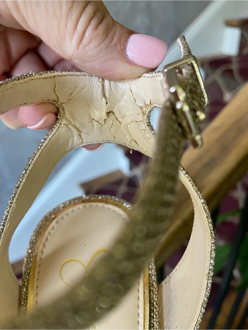 Jessica Simpson Prena Gold Platform Wedge Sandals Size 7 NWOT Glam Cocktail Fun